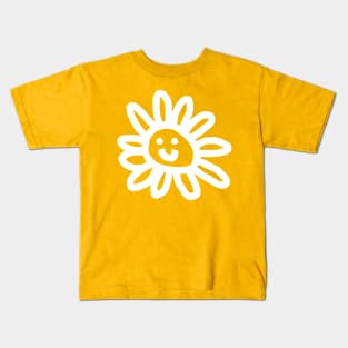 White Line Daisy Face Kids T-Shirt